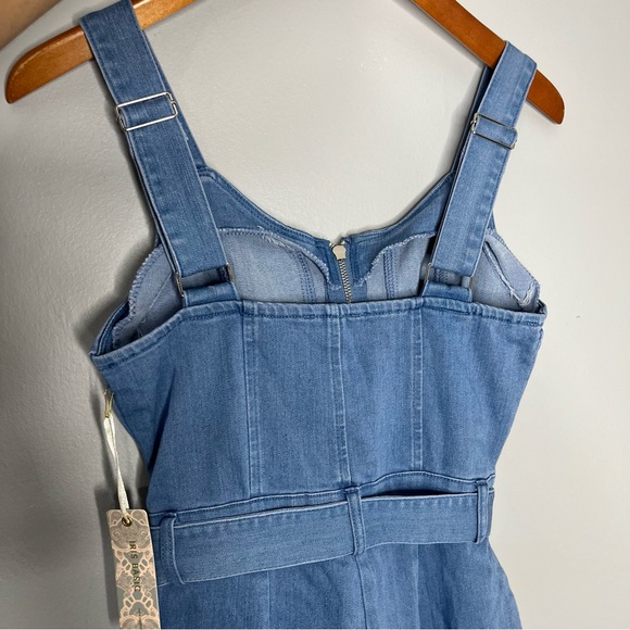 IRIS Basic Women's Blue Denim Belted Jumpsuit NWT - Picture 4 of 8